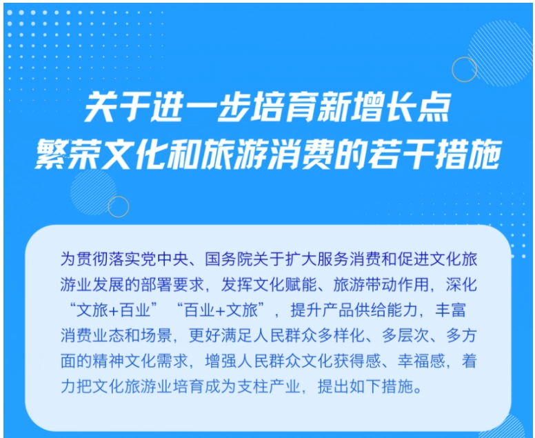 一图读懂《关于进一步培育新增长点繁荣文化和旅游消费的若干措施》