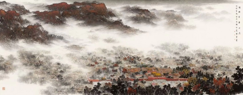 丹青绘中轴 文脉永传承 ——“庆祝北京中轴线申遗成功一周年·杨留义北京中轴线城市山水画展”在京开幕(图9) “庆祝北京中轴线申遗成功一周年·杨留义北京中轴线城市山水画展”在京开幕(图9)