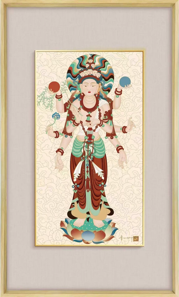 敦煌主题艺术藏品受市场认可，常沙娜金丝琅彩画《八臂十一面观音》保利春拍溢价成交(图3)