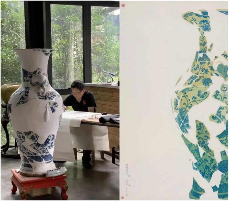 以瓷入画描绘古瓷之美，“素笔珠山——宿利群绘画展”开幕(图2)